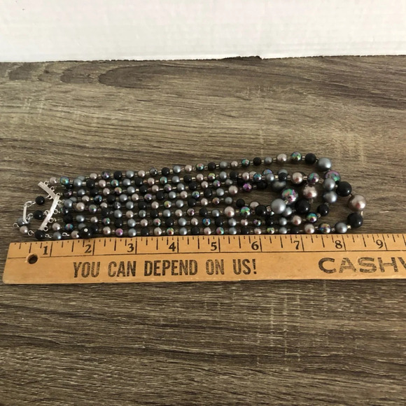 Faux Black Pearl Multi-strand Necklace - Picture 6 of 7